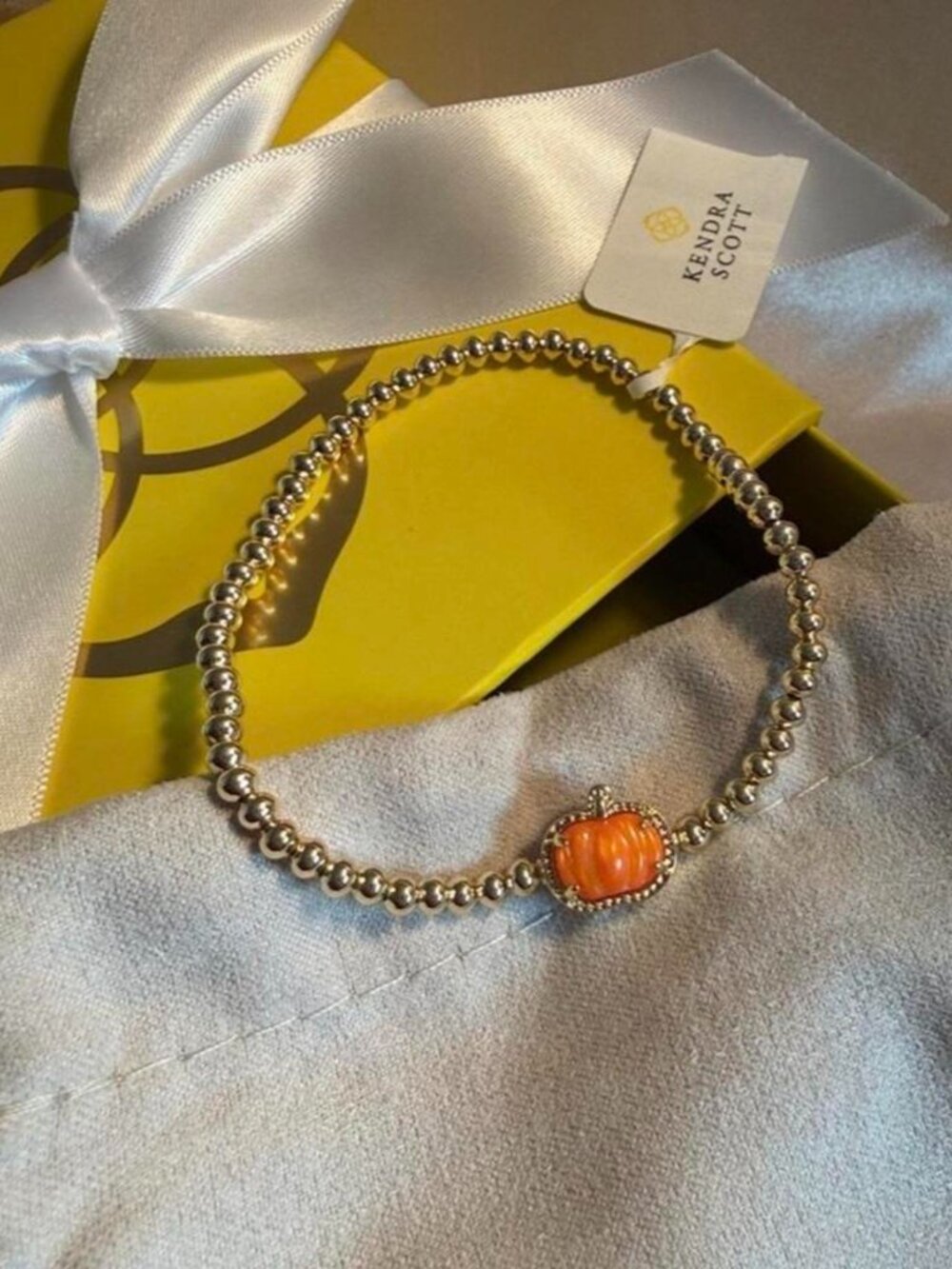 Kendra Scott Gold Bracelet with Pumpkin Charm